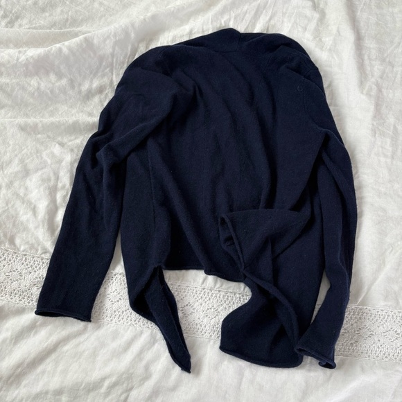 Eileen‎ Fisher XS Open Front 100% cashmere Cardigan Navy blue asymmetrical - Picture 4 of 5